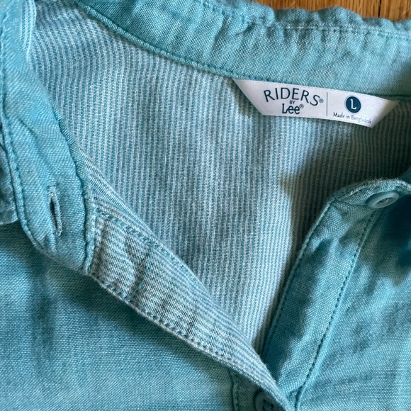 ✅button front pocket roll up sleeve shirt outdoor hiking work aqua ocean western - Picture 5 of 5